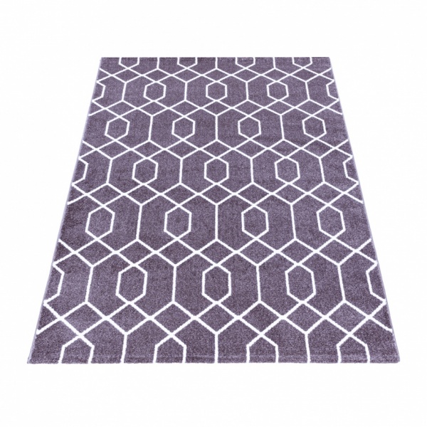 Designer Teppich Modern Violett Kurzflor Wohnzimmer